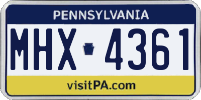 PA license plate MHX4361