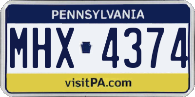 PA license plate MHX4374