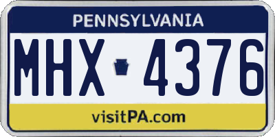 PA license plate MHX4376