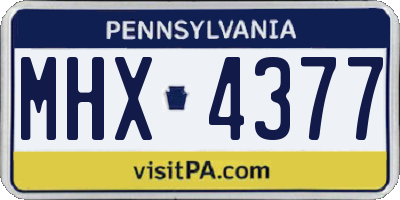 PA license plate MHX4377