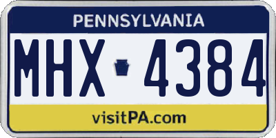 PA license plate MHX4384