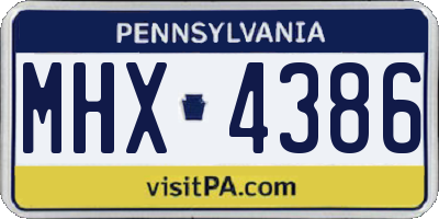 PA license plate MHX4386