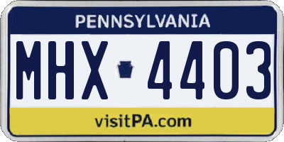PA license plate MHX4403