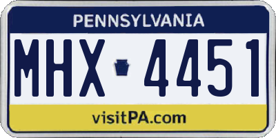 PA license plate MHX4451
