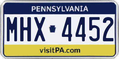 PA license plate MHX4452