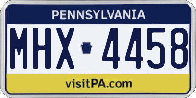 PA license plate MHX4458
