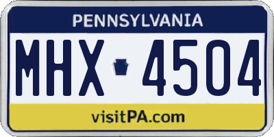 PA license plate MHX4504