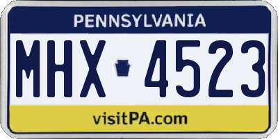 PA license plate MHX4523