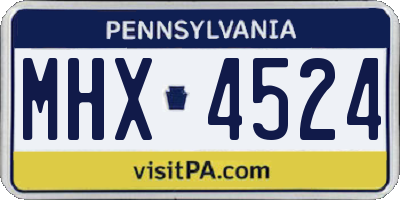 PA license plate MHX4524