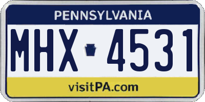 PA license plate MHX4531