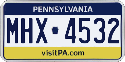 PA license plate MHX4532
