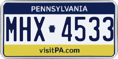PA license plate MHX4533
