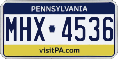 PA license plate MHX4536