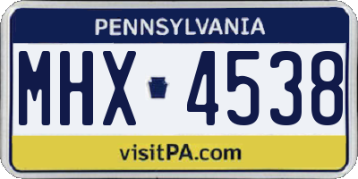 PA license plate MHX4538