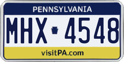 PA license plate MHX4548