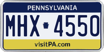 PA license plate MHX4550