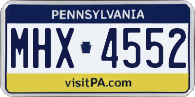 PA license plate MHX4552