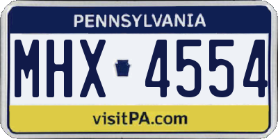 PA license plate MHX4554
