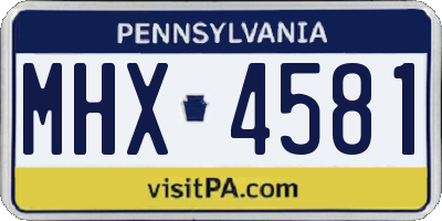 PA license plate MHX4581