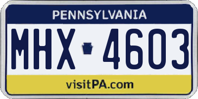 PA license plate MHX4603