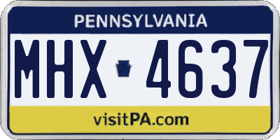 PA license plate MHX4637