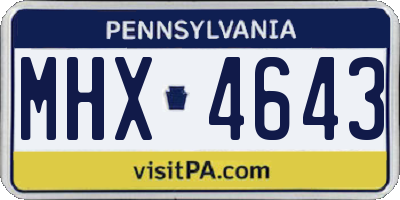 PA license plate MHX4643