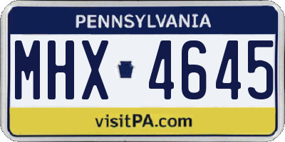 PA license plate MHX4645