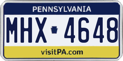 PA license plate MHX4648