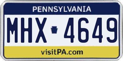 PA license plate MHX4649
