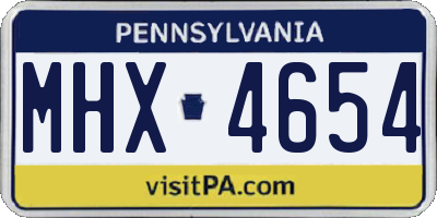 PA license plate MHX4654
