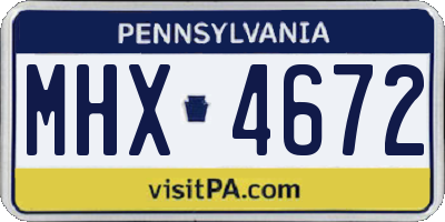 PA license plate MHX4672