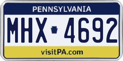 PA license plate MHX4692