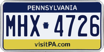PA license plate MHX4726