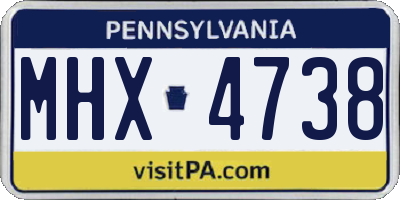 PA license plate MHX4738