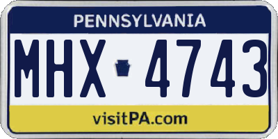 PA license plate MHX4743