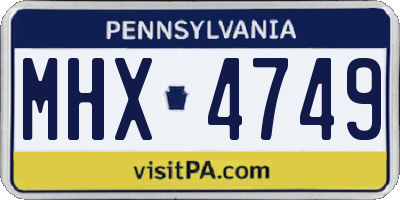 PA license plate MHX4749