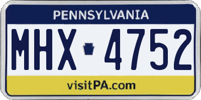 PA license plate MHX4752