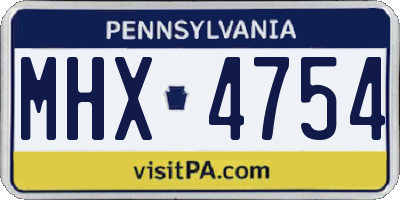 PA license plate MHX4754