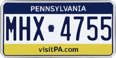 PA license plate MHX4755