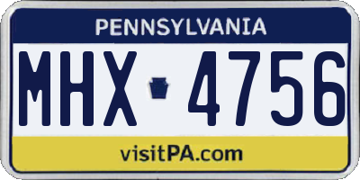 PA license plate MHX4756