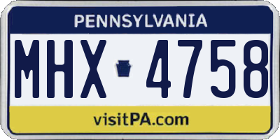 PA license plate MHX4758
