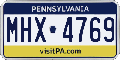 PA license plate MHX4769