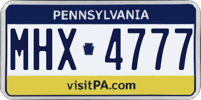 PA license plate MHX4777