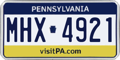 PA license plate MHX4921