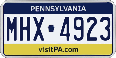 PA license plate MHX4923