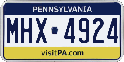 PA license plate MHX4924