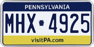 PA license plate MHX4925