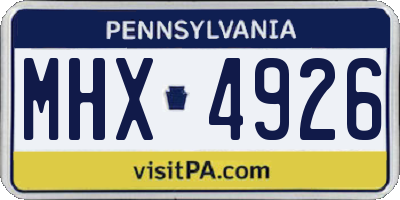PA license plate MHX4926
