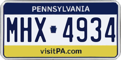 PA license plate MHX4934