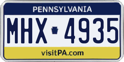 PA license plate MHX4935